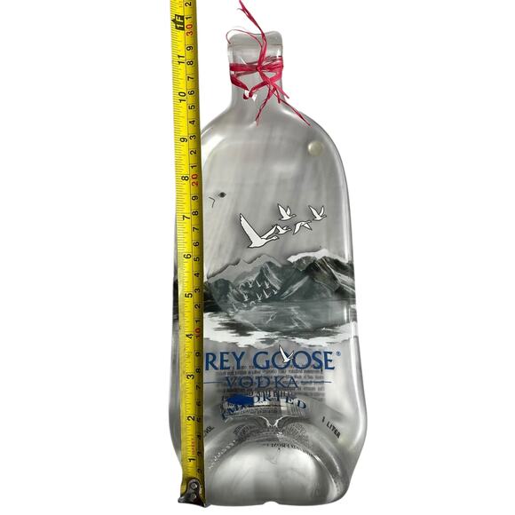 Grey Goose Vodka Melted Bottle Flat Handmade Cheese Tray Appetizer Gift Upcycle - Picture 1 of 12